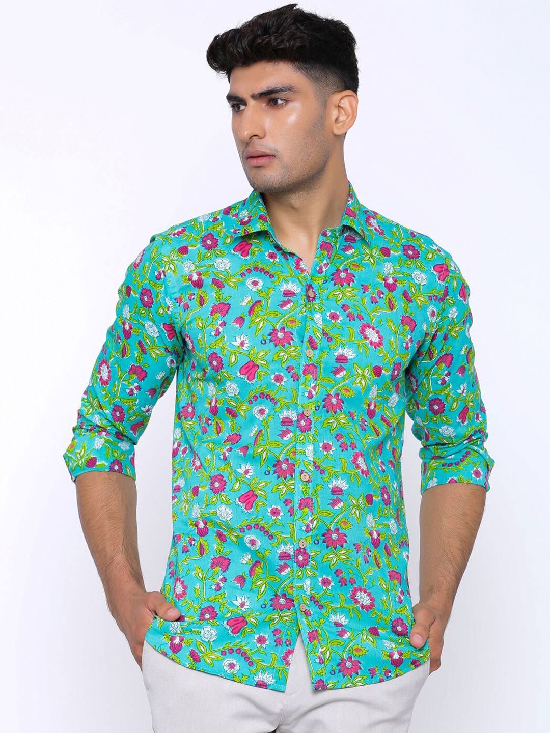 

Tistabene Men Green Regular Fit Comfort Printed Cotton Casual Shirt