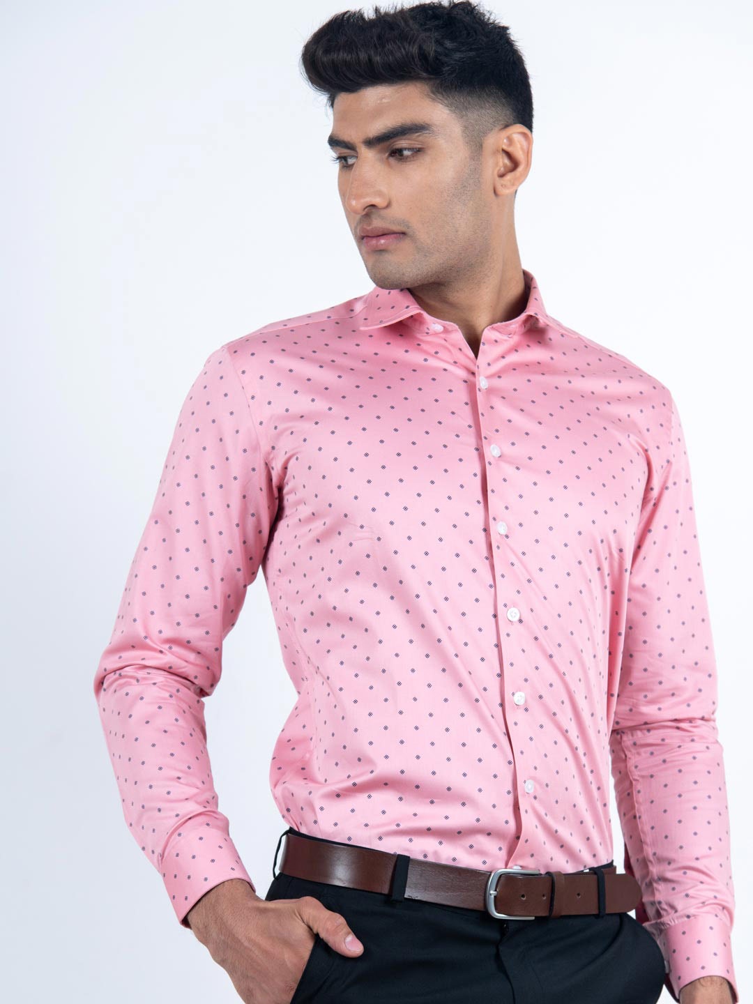 

Tistabene Men Pink Regular Fit Comfort Printed Cotton Formal Shirt
