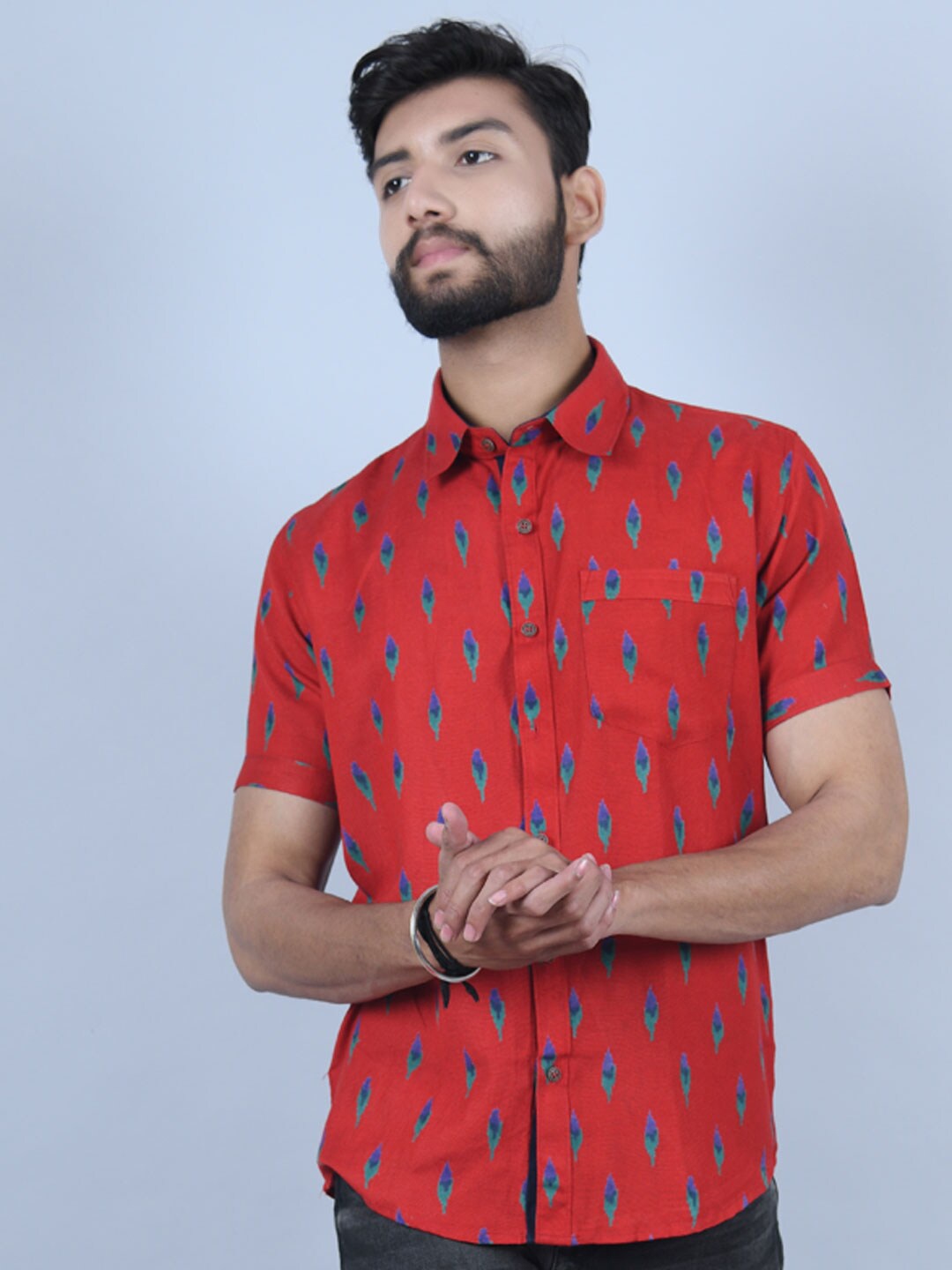 

Tistabene Men Red Regular Fit Comfort Printed Casual Shirt