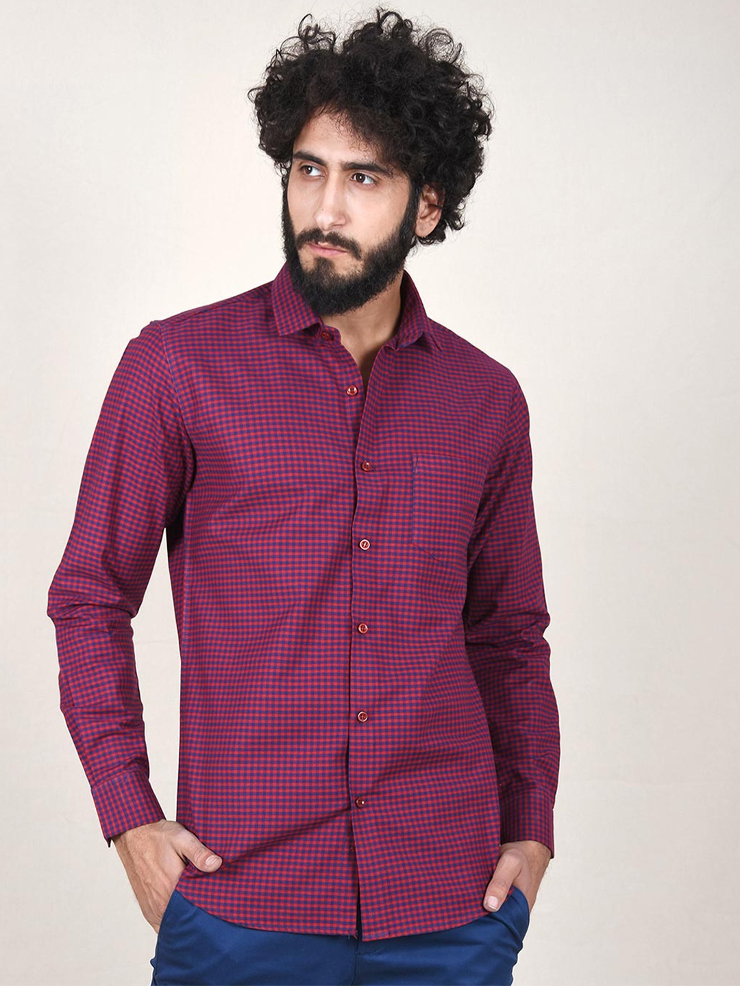 

Tistabene Men Red Comfort Micro Checked Casual Shirt