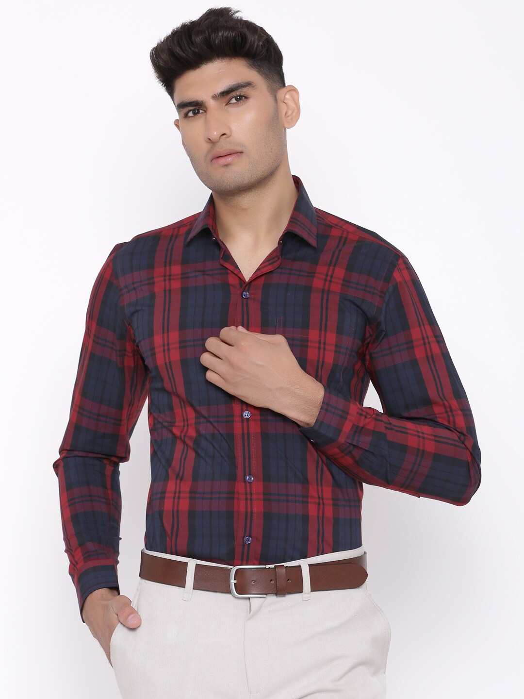 

Tistabene Men Red Comfort Tartan Checks Checked Casual Shirt