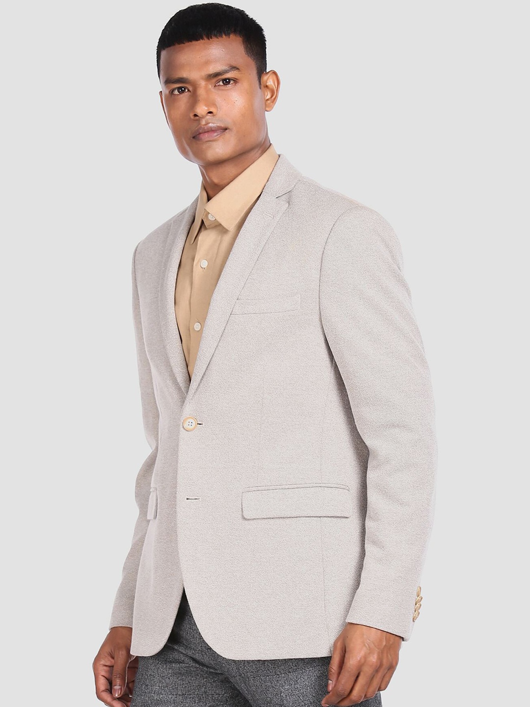 

U.S. Polo Assn. Men Grey Solid Single-Breasted Slim-Fit Blazers