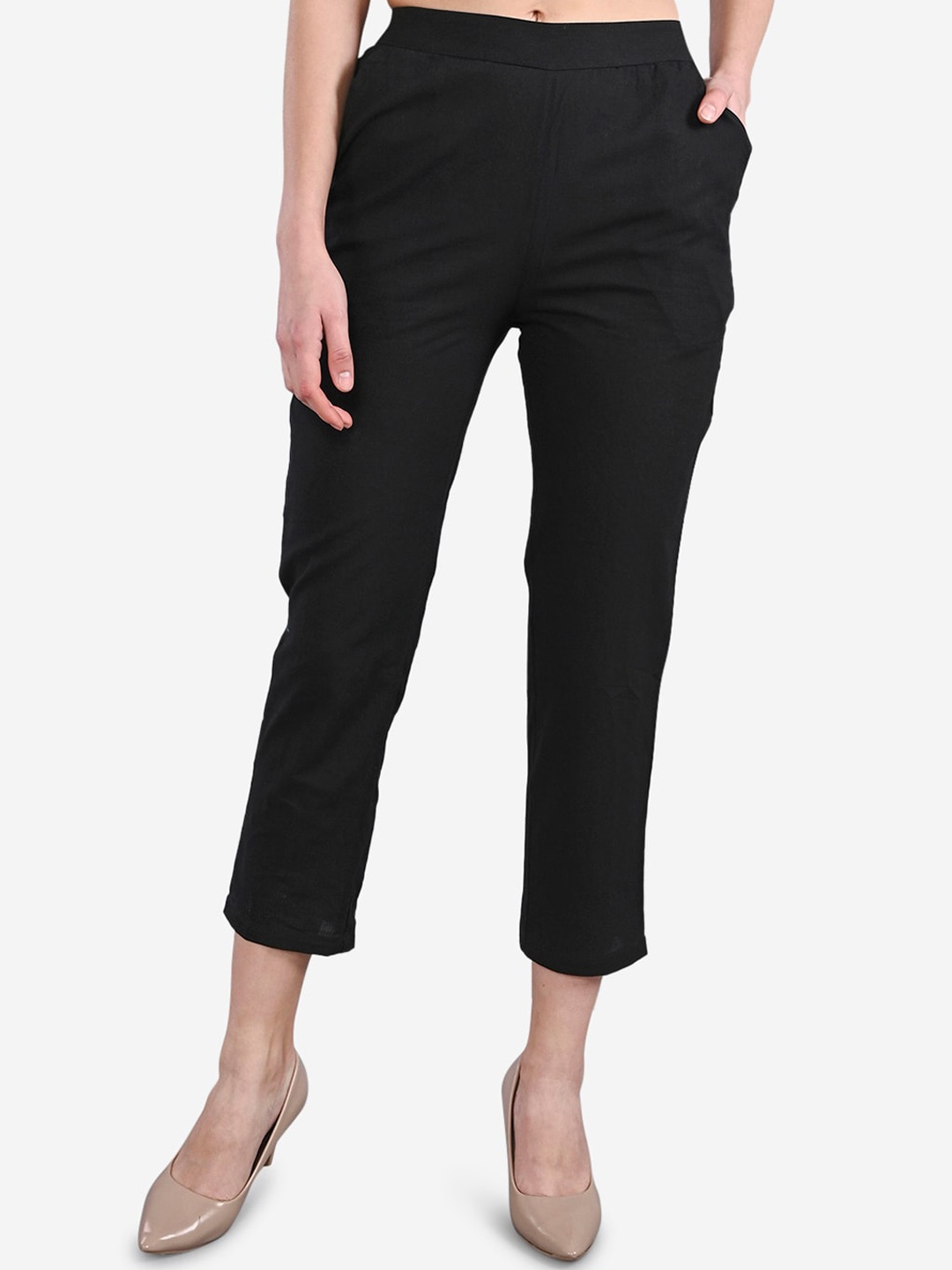 

Be Indi Women Black Straight Fit Trousers