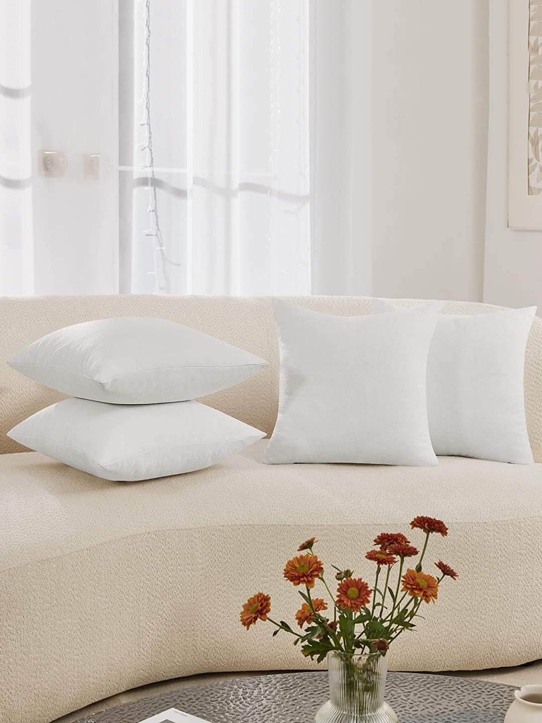 

Bajo's Set Of 5 White Solid Square Cushion Fillers