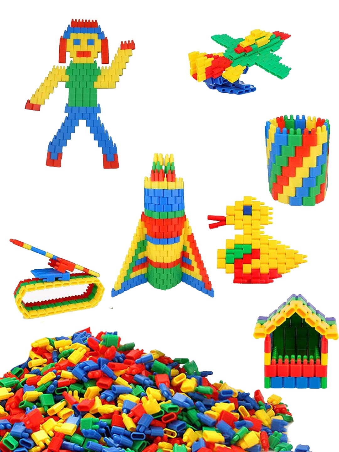 

WEMBLEY Kids Red & Yellow Educational Building Block Playset