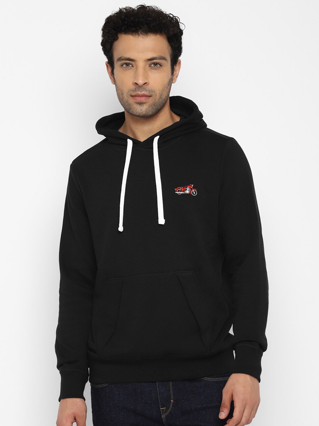 

Royal Enfield Men Black Printed Hooded Sweatshirt