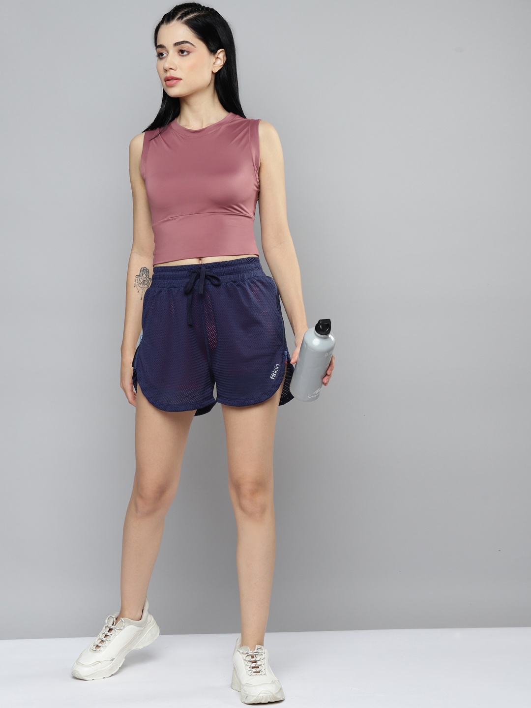

Fitkin Mauve Solid Crop Top