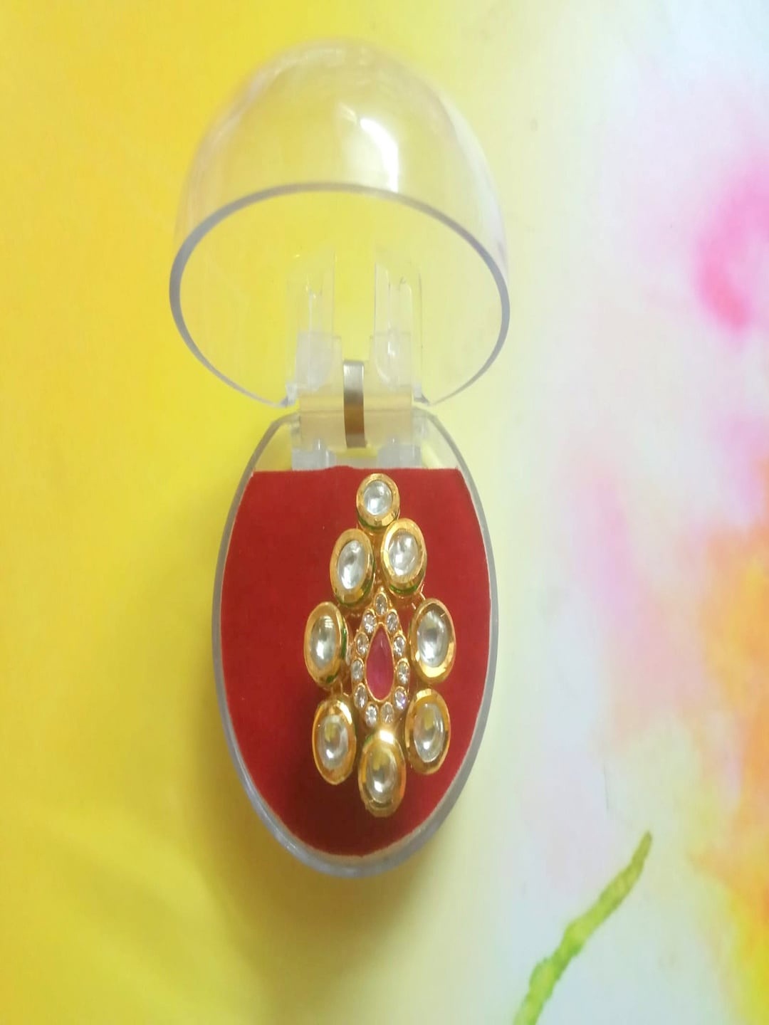 

Runjhun Gold-Plated Pink Kundan-Studded Adjustable Finger Ring
