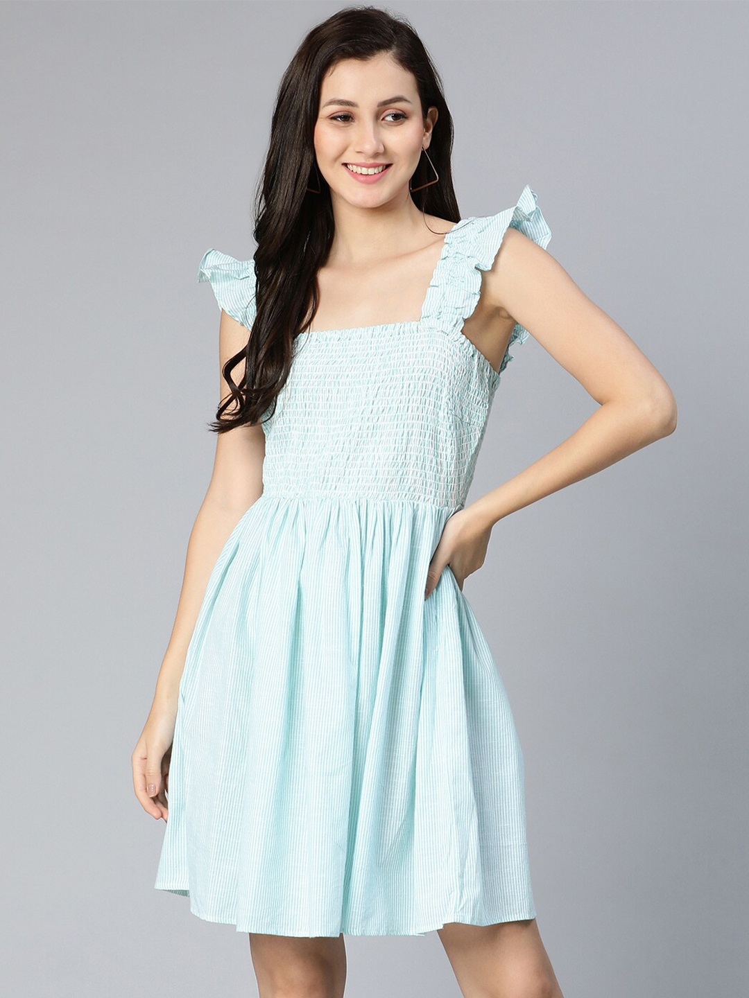 

Oxolloxo Green smocked women Dress