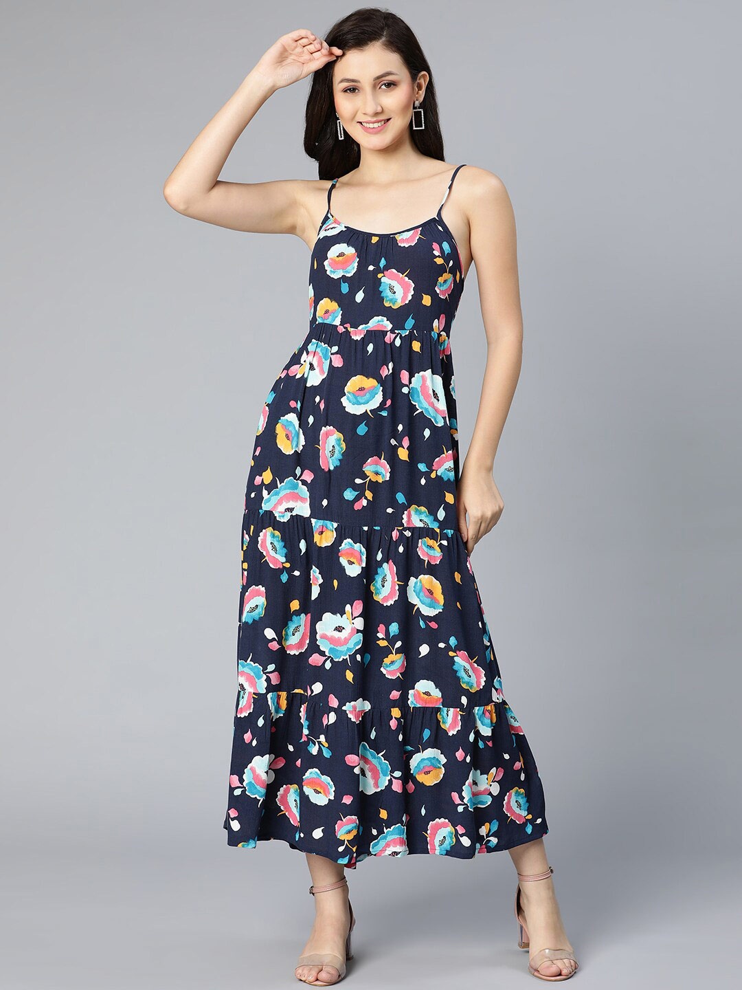 

Oxolloxo Women Blue Floral Maxi Dress