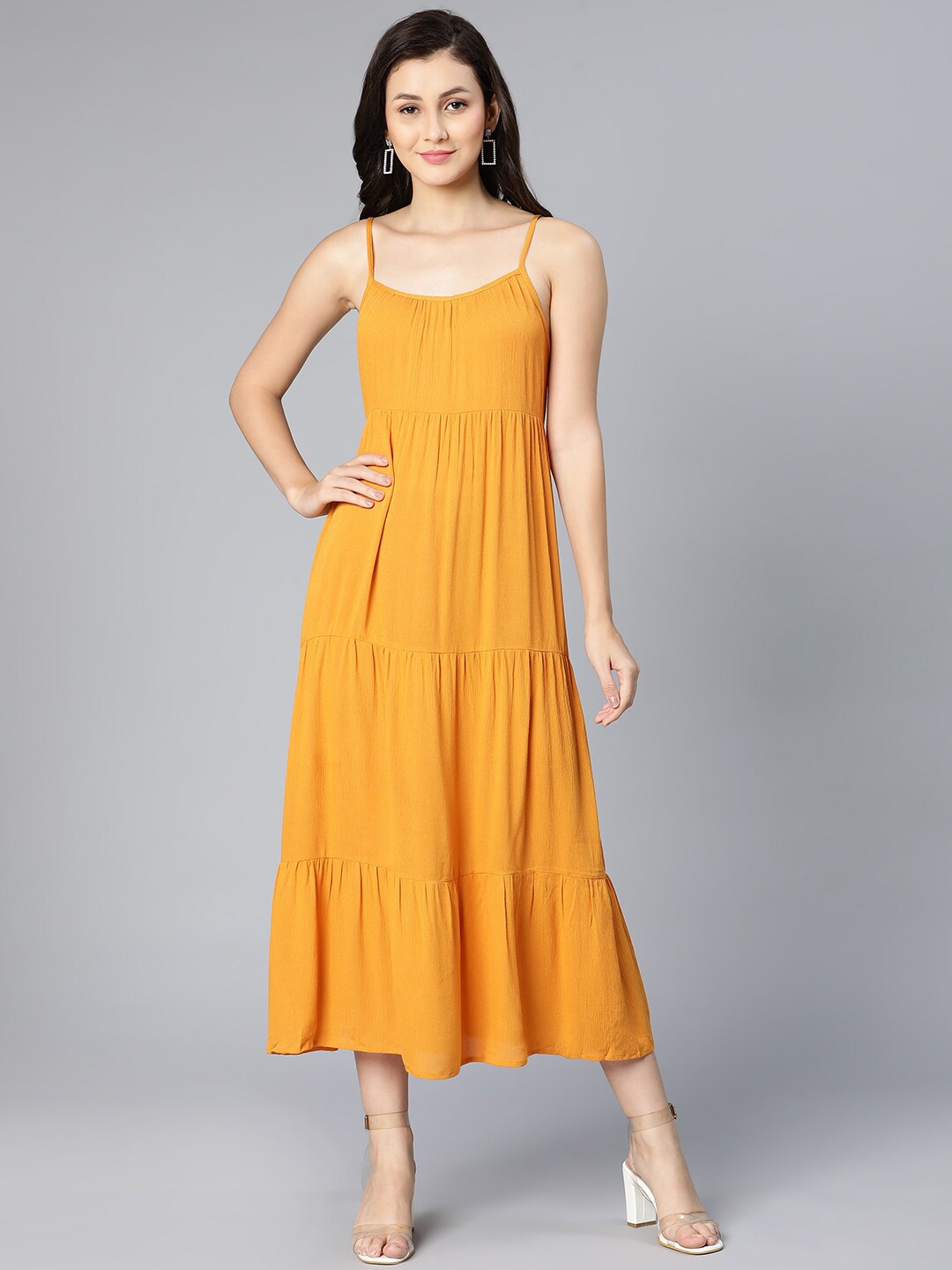 

Oxolloxo Mustard Yellow Crepe Maxi Dress