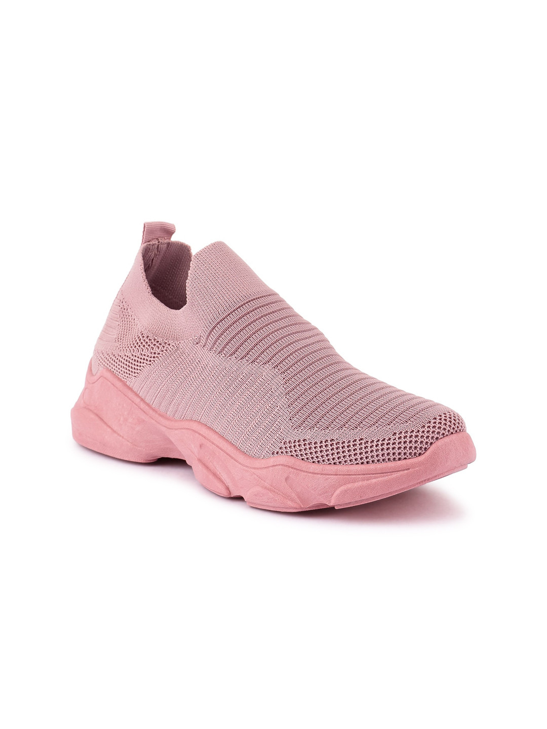 

London Rag Women Pink Woven Design Slip-On Sneakers