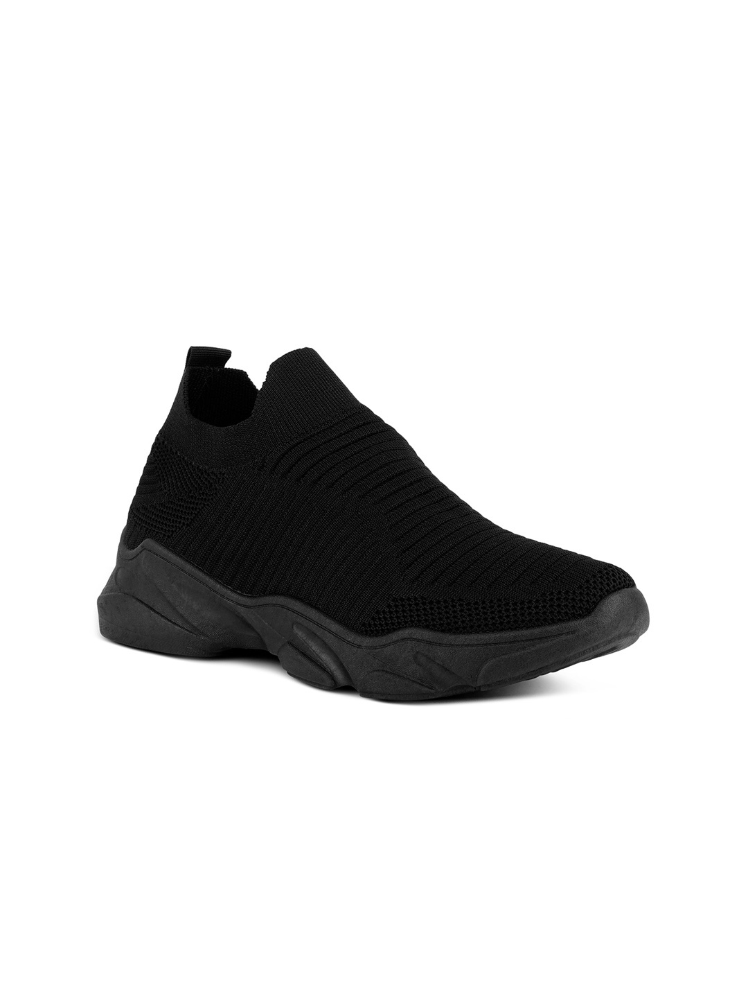 

London Rag Women Black Woven Design Slip-On Sneakers