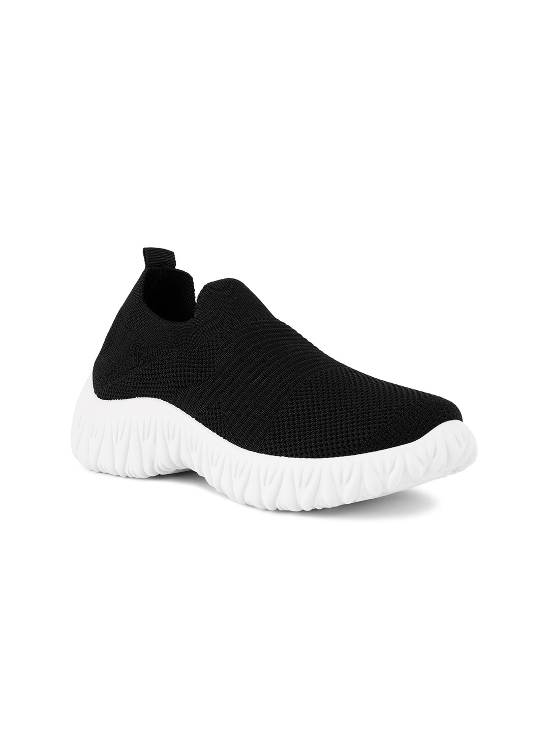 

London Rag Women Black Woven Design Slip-On Sneakers