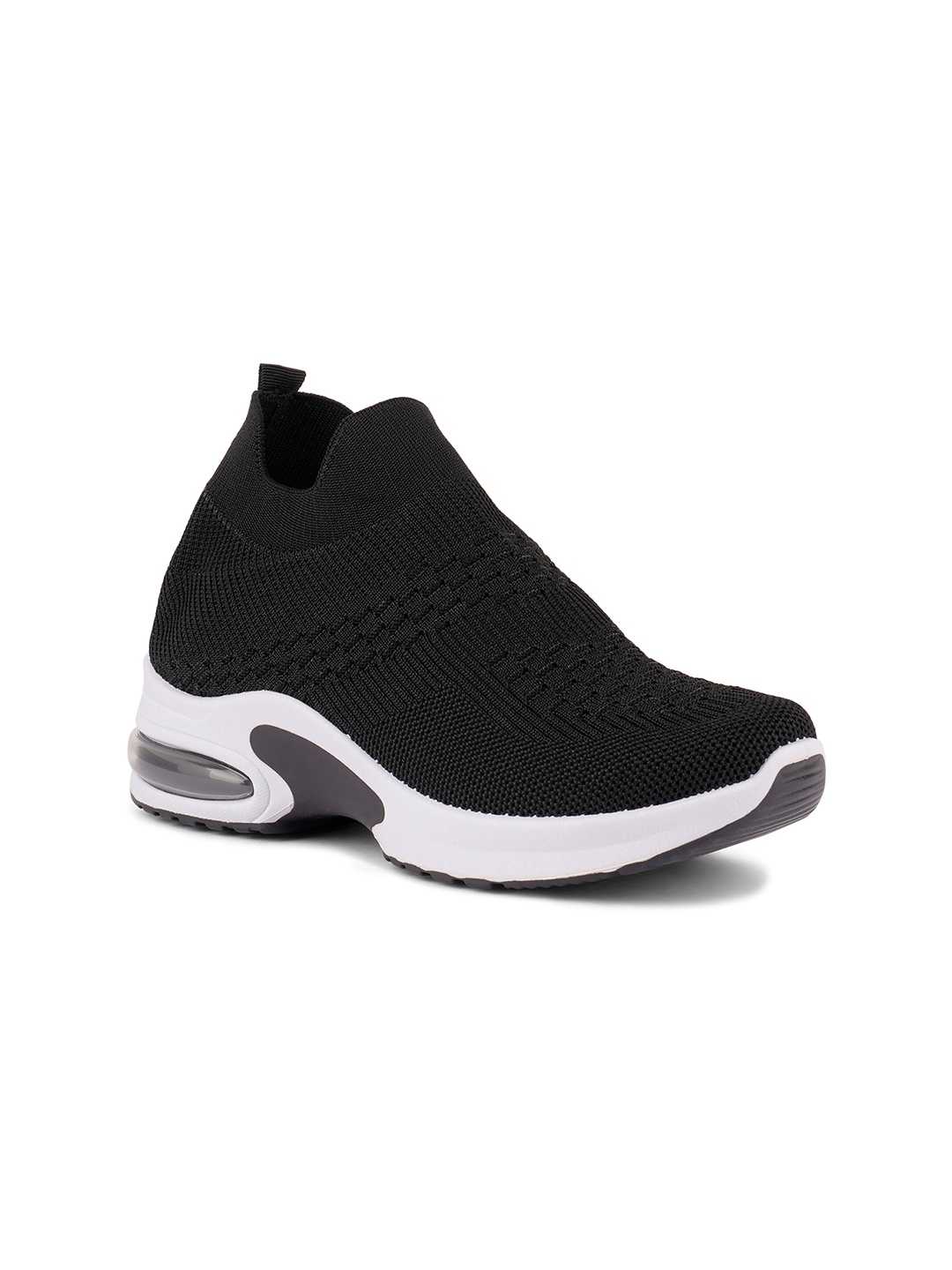 

London Rag Women Black Woven Design Slip-On Sneakers