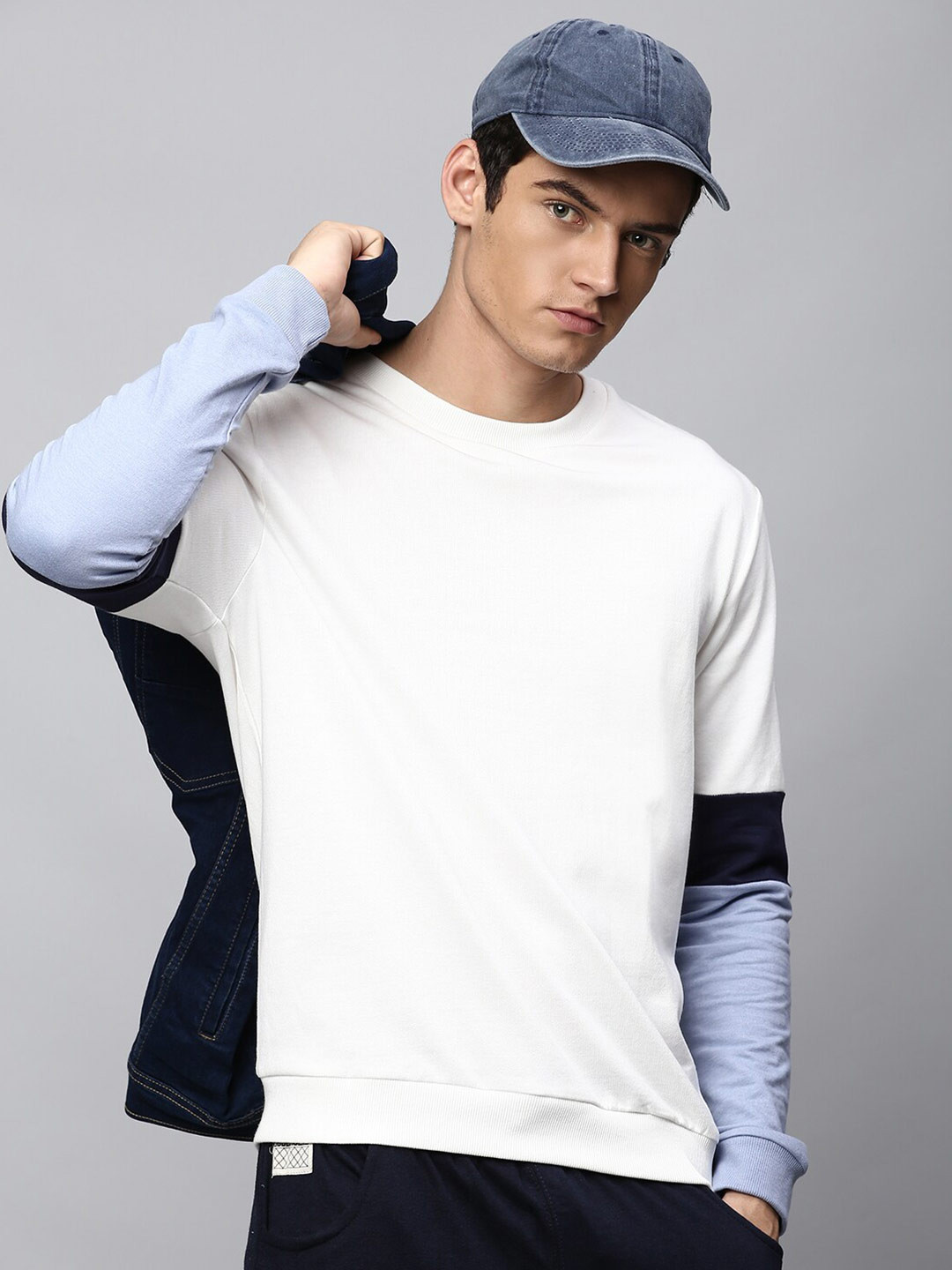 

High Star Men White Solid Sweatshirt
