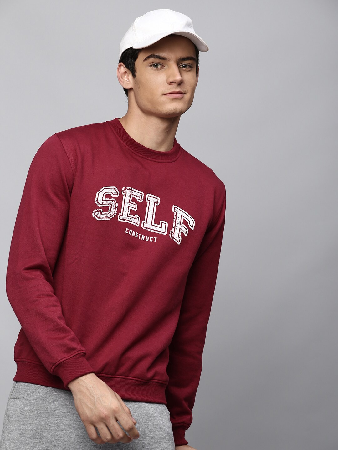 

High Star Men Maroon Printed Sweatshirt