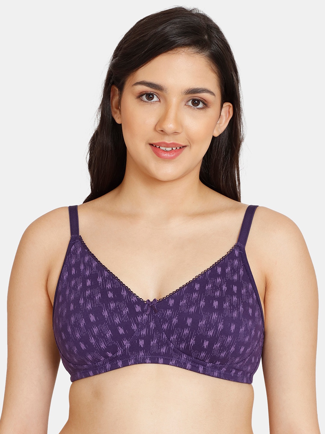 

Rosaline by Zivame Purple Abstract Printed Non Padded & Non Wired Bra