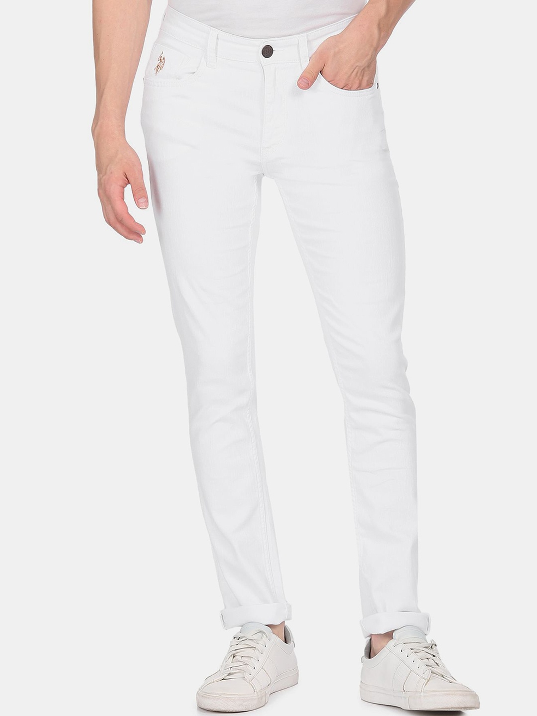 

U S Polo Assn Denim Co Men White Slim Fit Clean Look Jeans