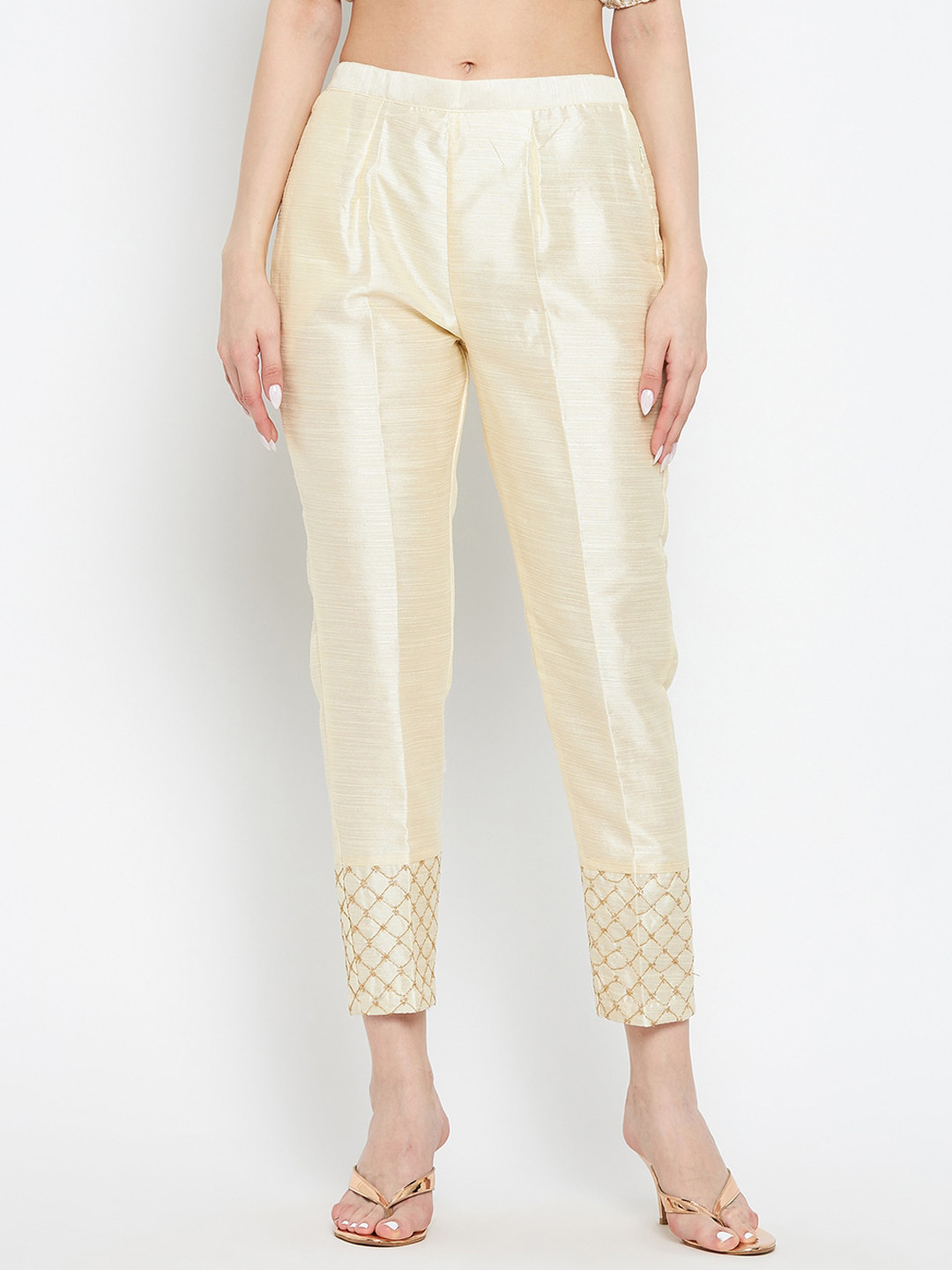 

Clora Creation Women Beige Smart Easy Wash Pleated Trousers