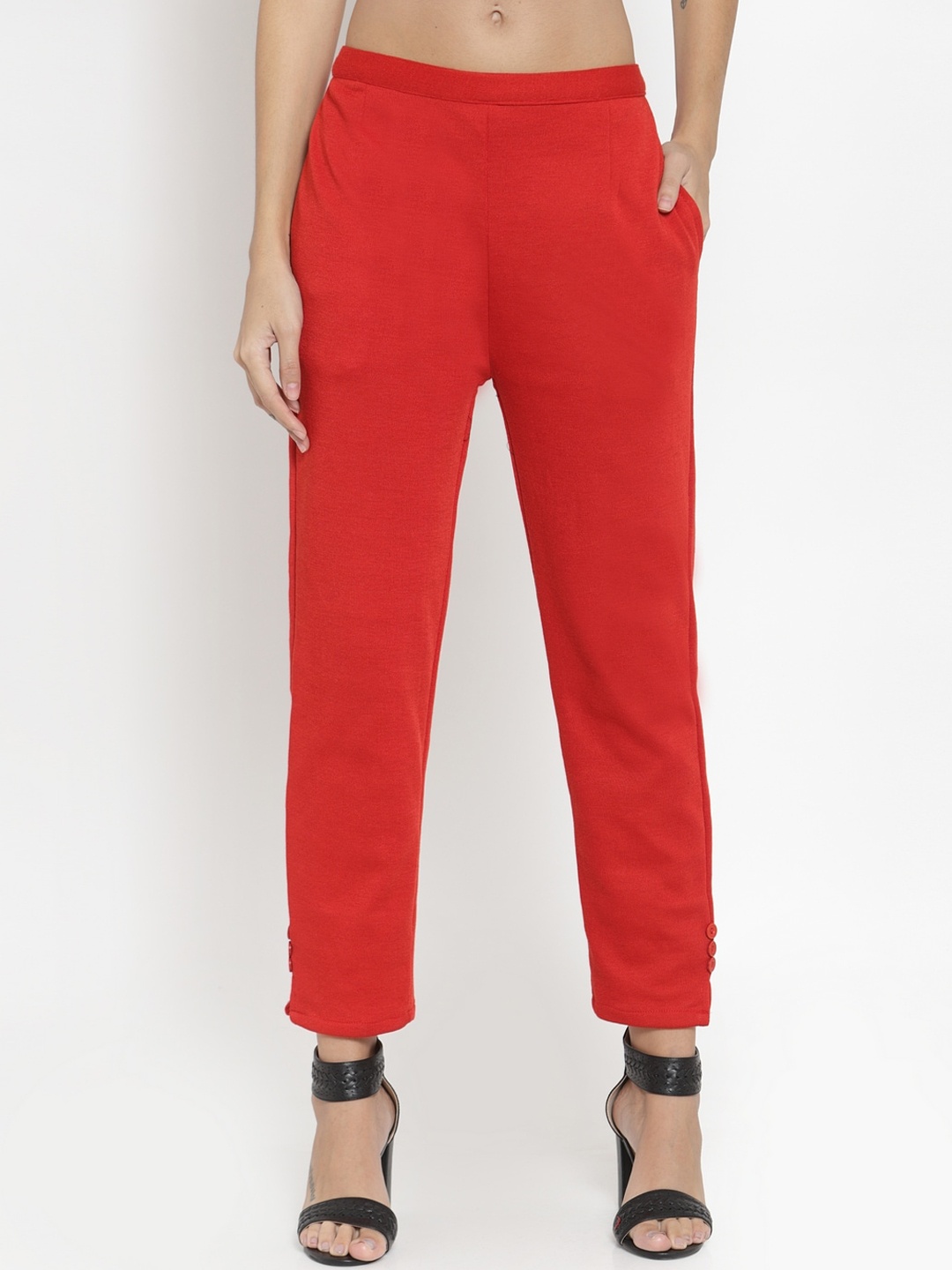 

Clora Creation Women Red Smart Easy Wash Woolen Winter Trousers