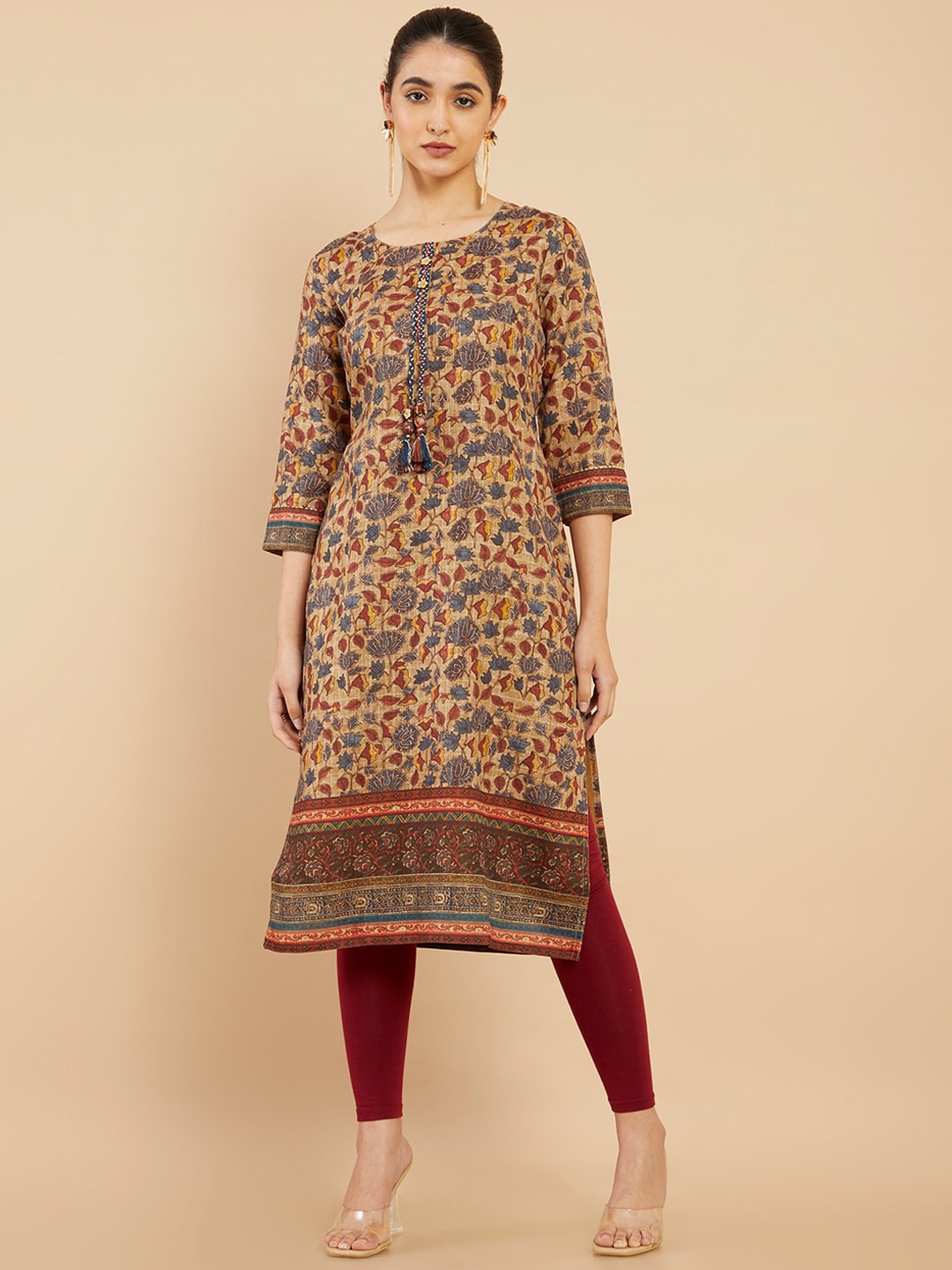 

Soch Women Beige Ethnic Motifs Printed Kurta