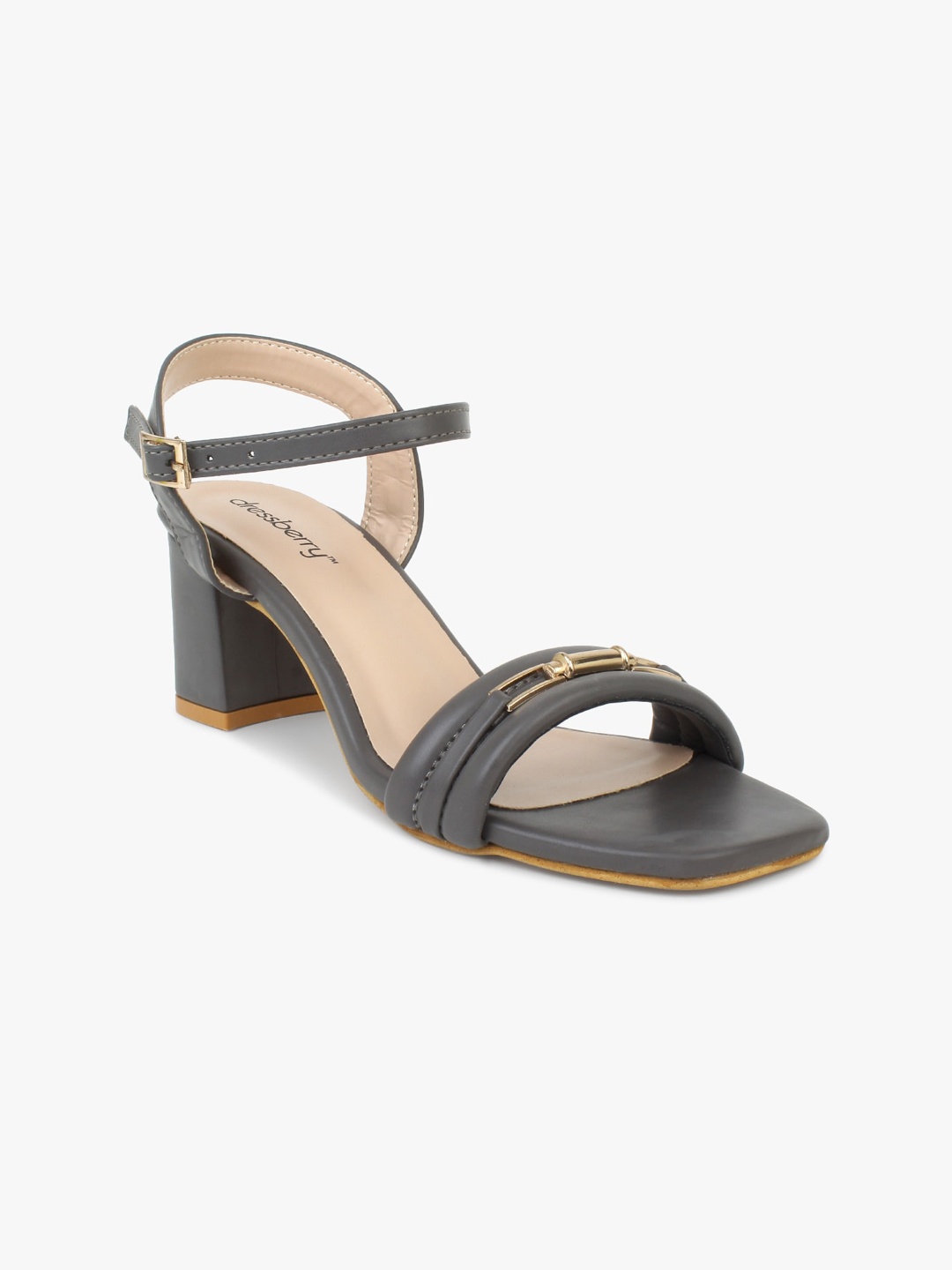 

DressBerry Women Grey Open Toe Block Heels