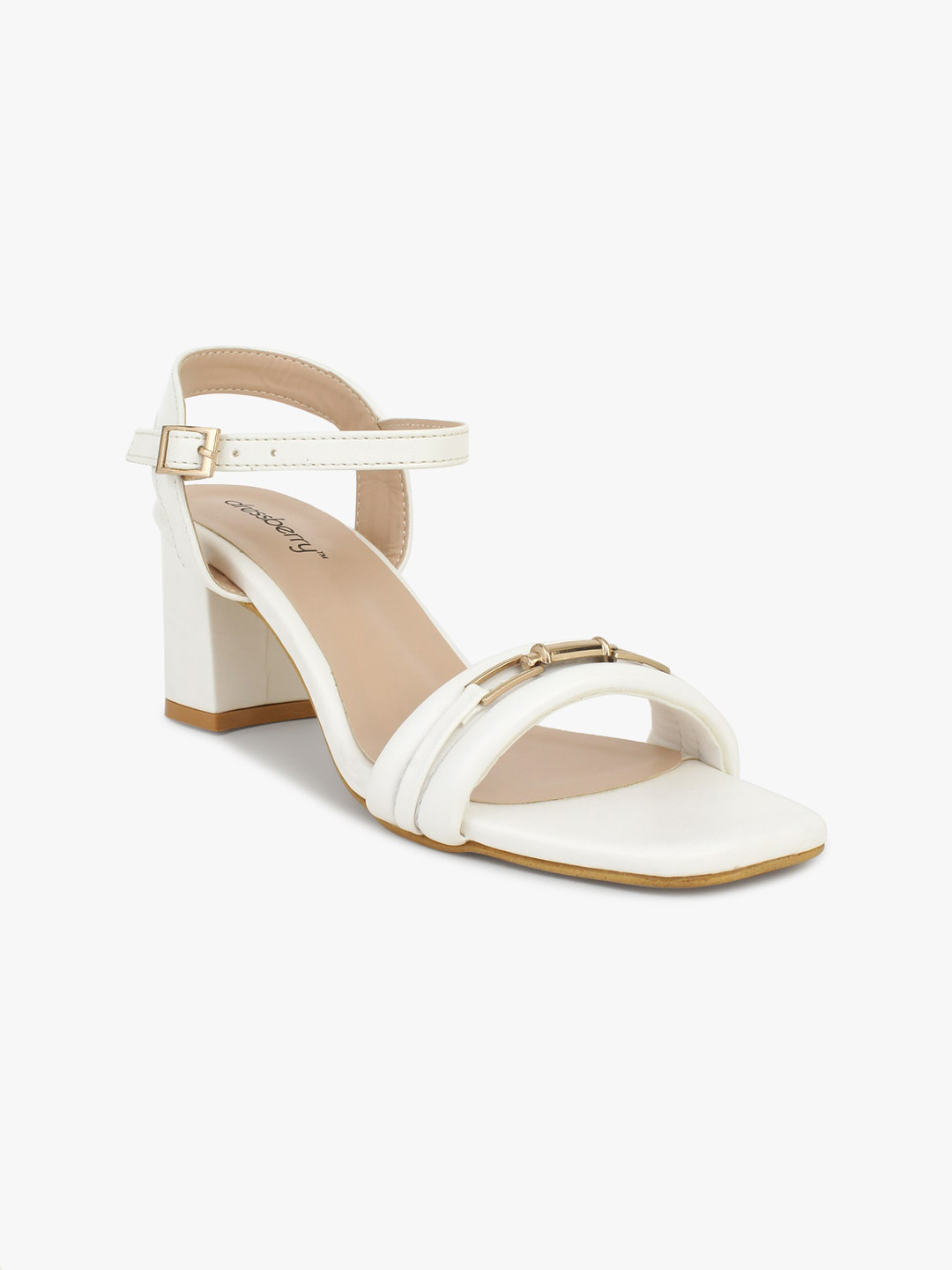 

DressBerry White Party Block Heels with Backstrap