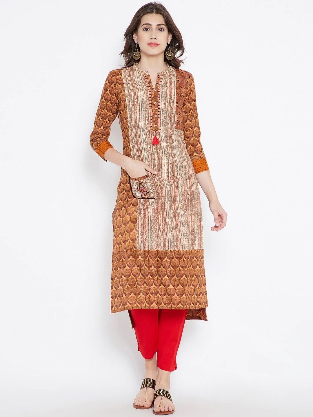 

Be Indi Women Rust & Beige Kurta