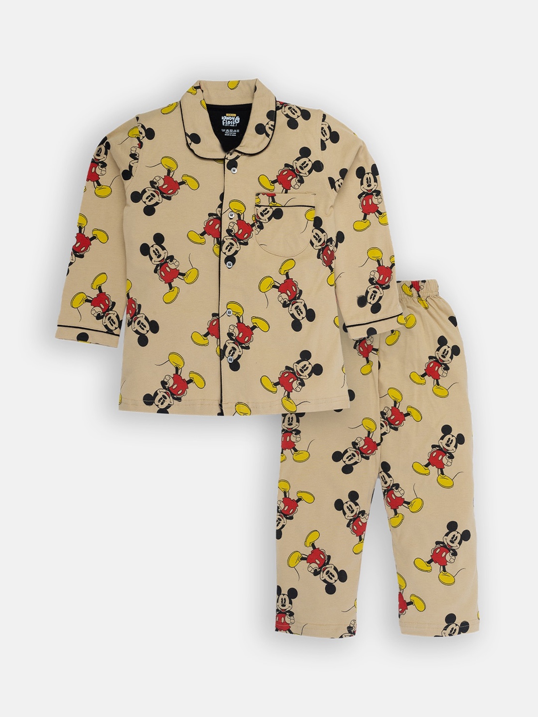 

AMUL Kandyfloss Unisex Kids Beige & Red Cotton Printed Night suit