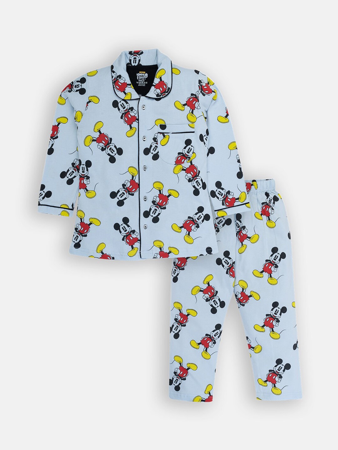 

AMUL Kandyfloss Unisex Kids Blue & Black Cotton Printed Night suit