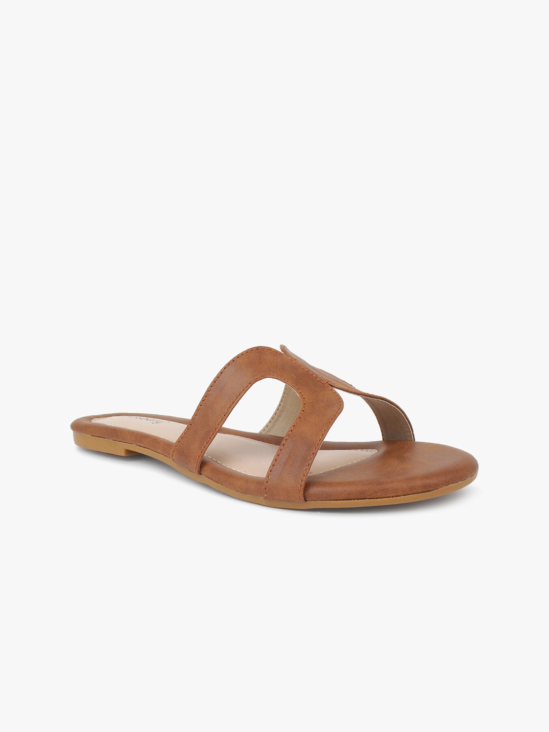 

DressBerry Women Tan Open Toe Flats With Laser Cuts
