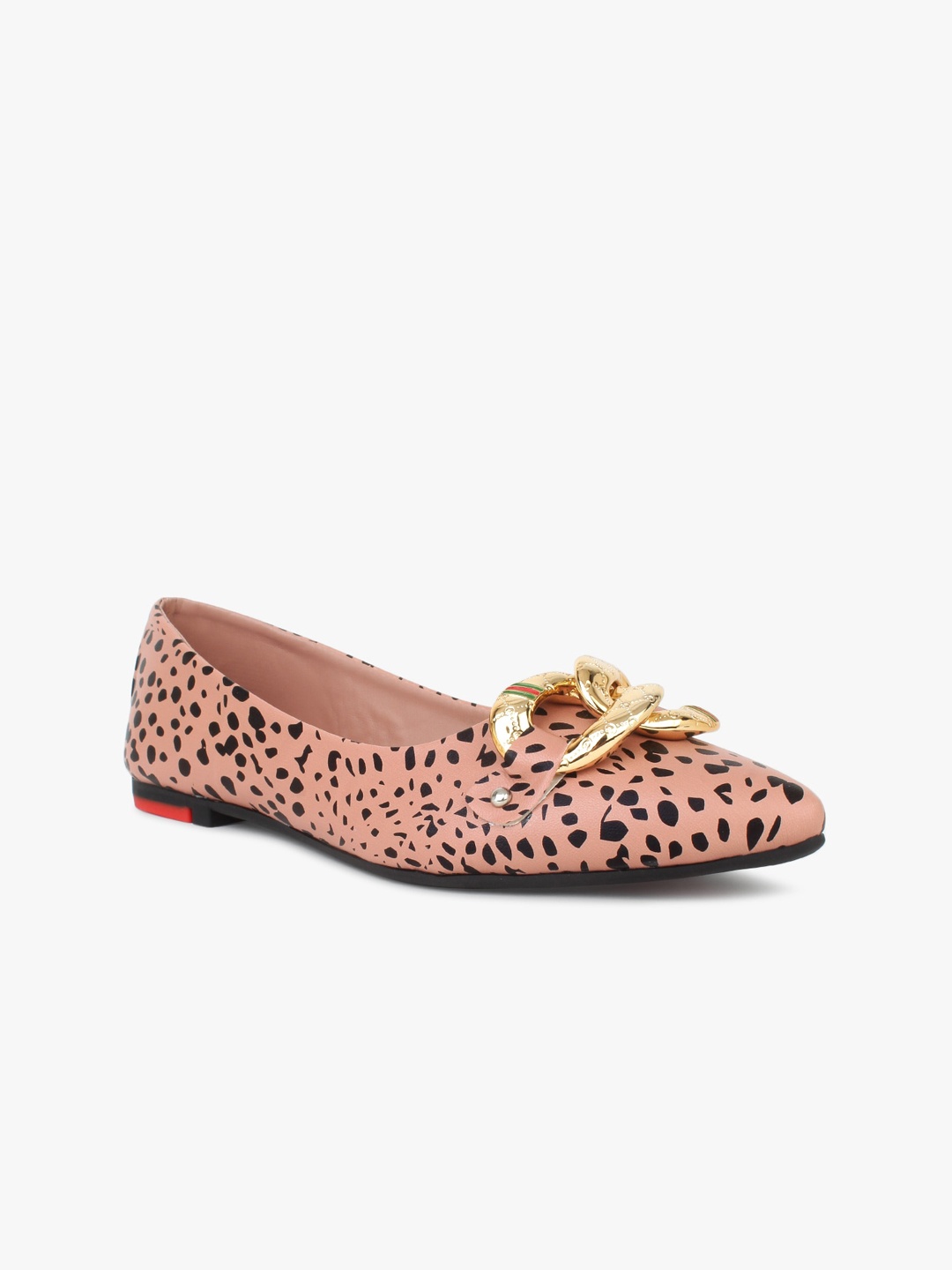 

DressBerry Women Peach-Coloured Printed Embellished Ballerinas Flats