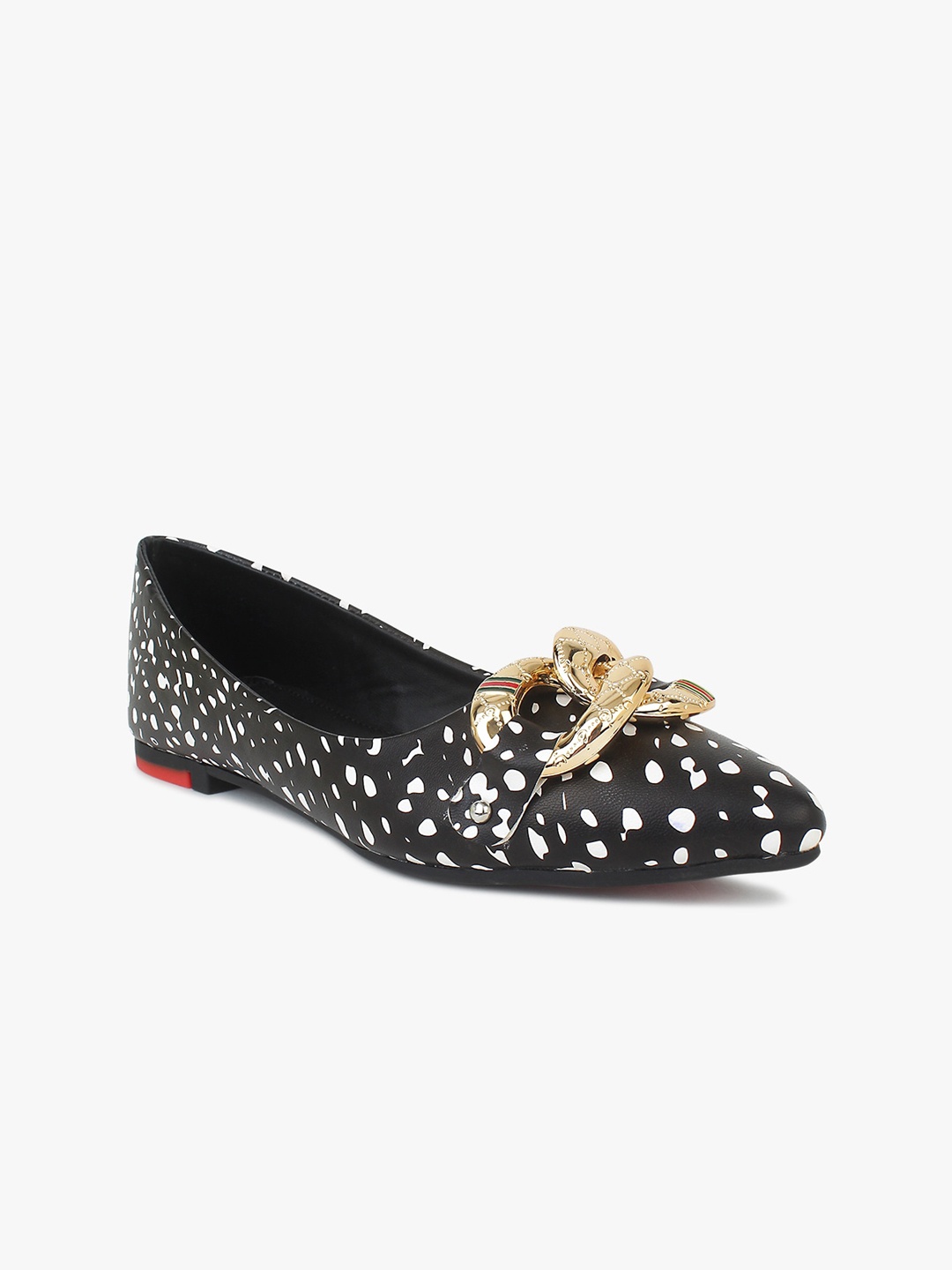 

DressBerry Women Black Printed Embellished Ballerinas Flats