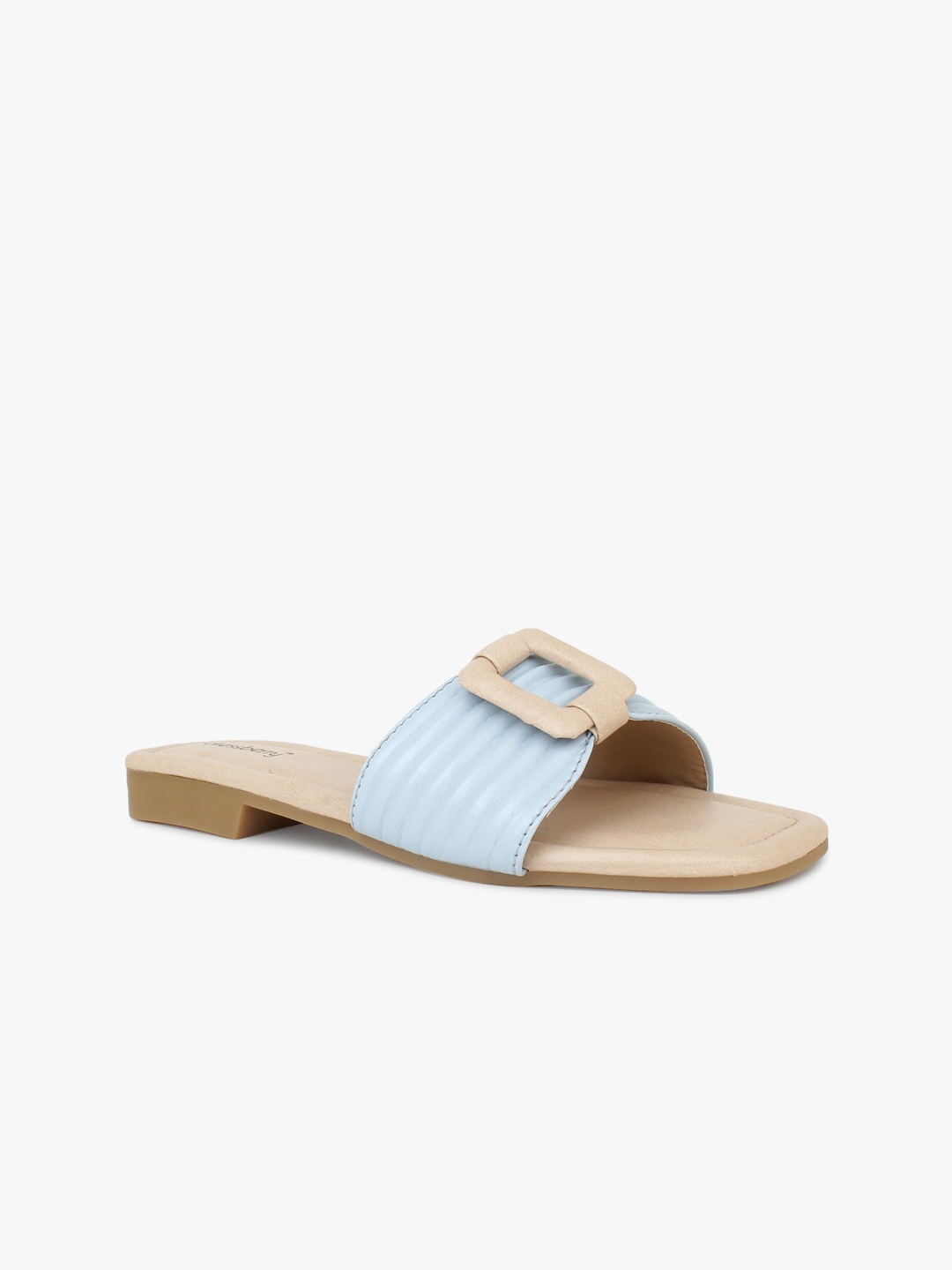 

DressBerry Women Blue Colourblocked Open Toe Flats With Buckles