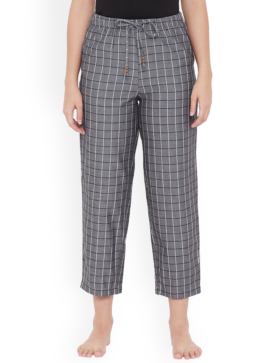 

Style Shoes Women's Grey & White Checked Lounge Pants