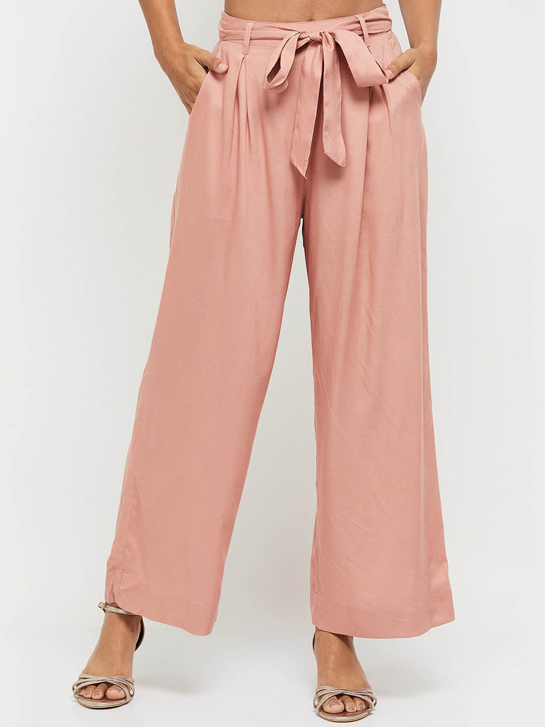 

max Women Pink Pleated Trousers