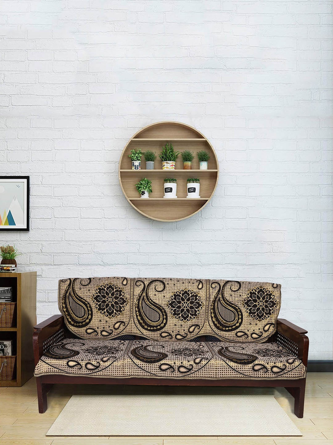 

MODEFE Beige Printed Cotton Sofa Covers