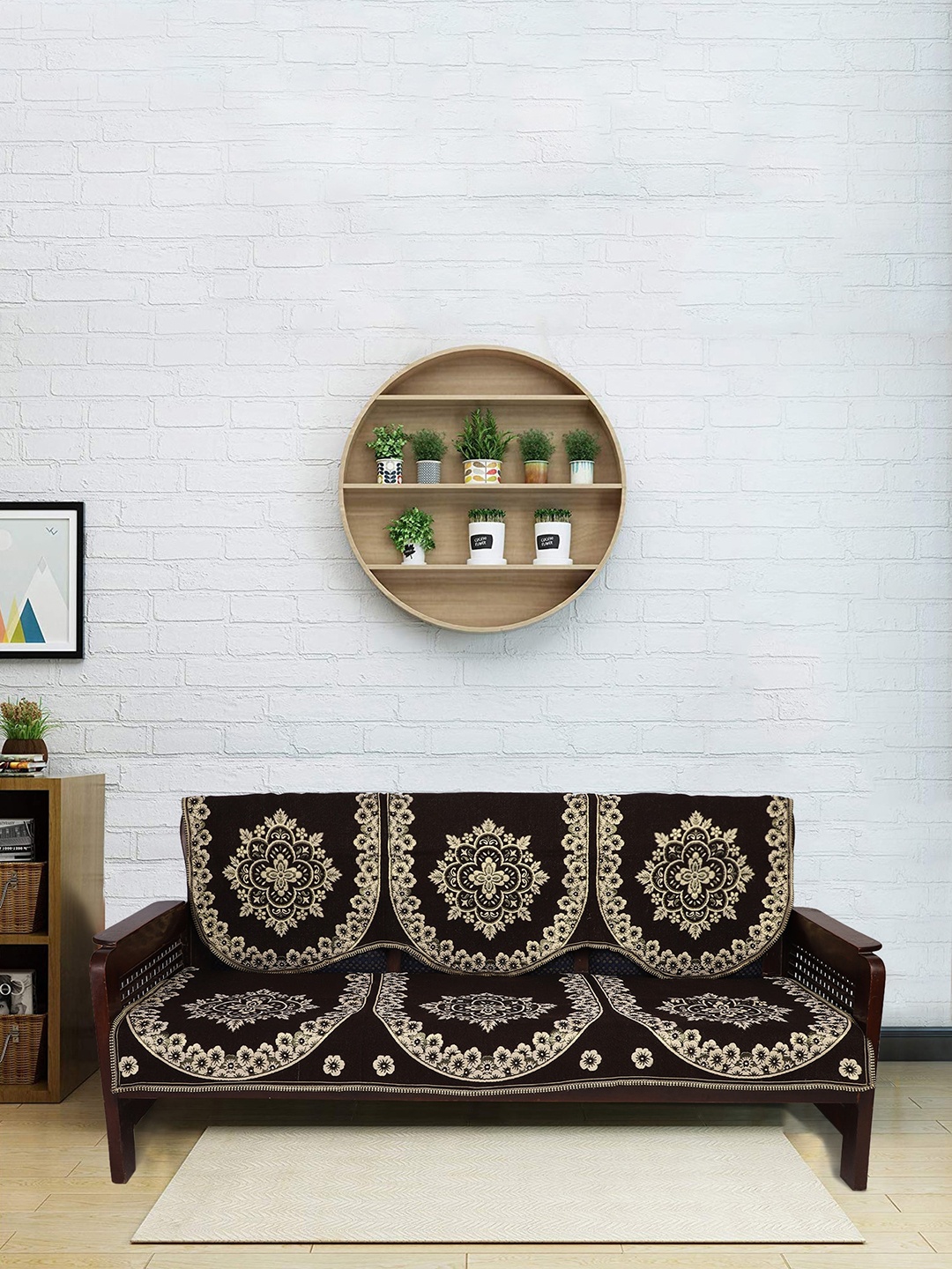 

MODEFE Black Printed Cotton Sofa Covers