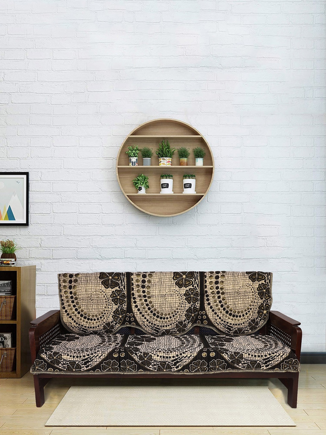 

MODEFE Brown Printed Cotton Sofa Covers