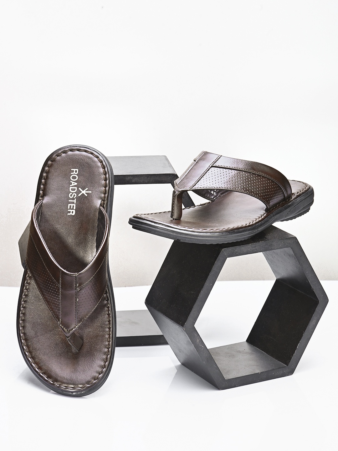 

Roadster Men Brown Leather Comfort Sandals