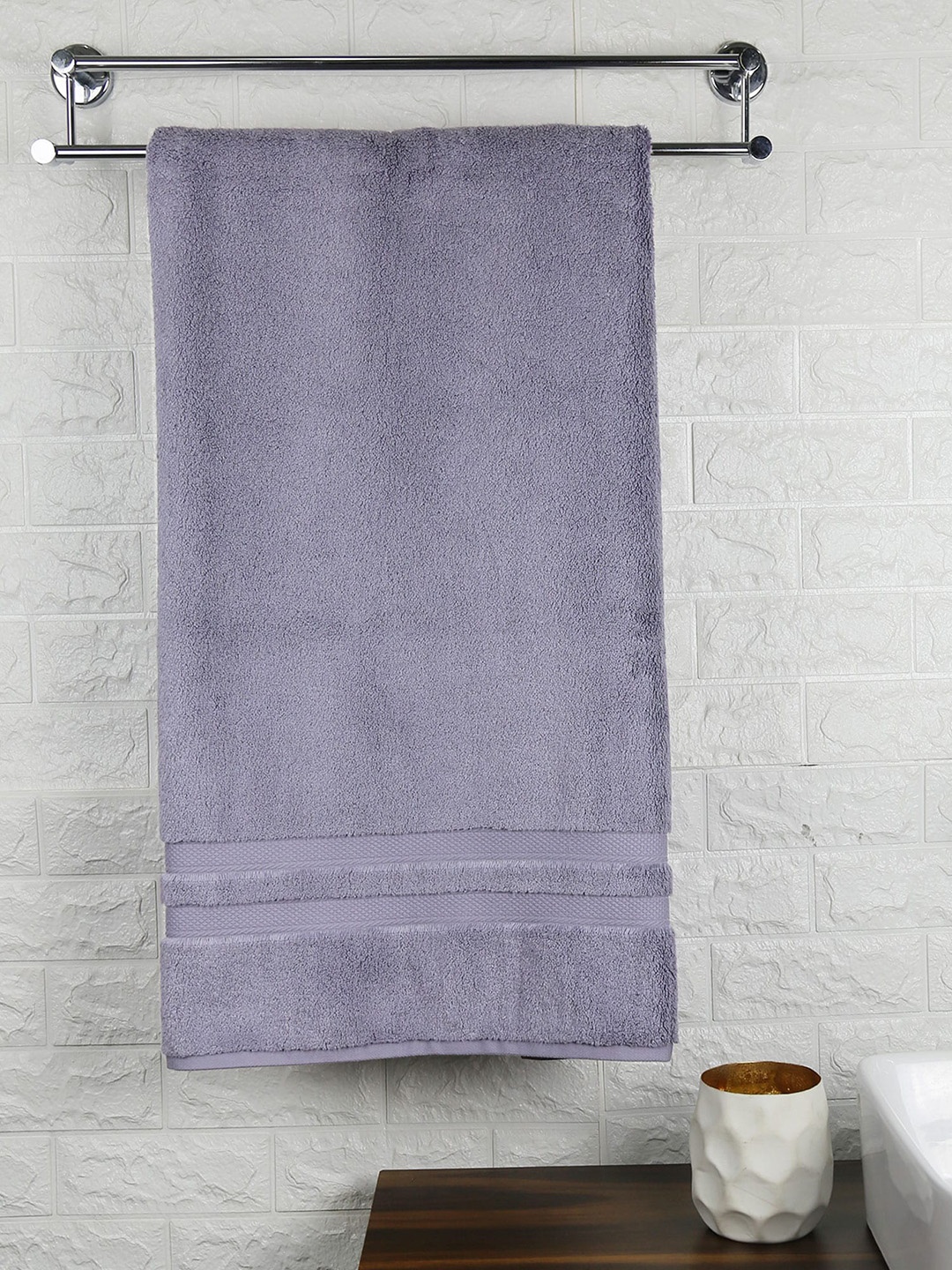 

MYTRIDENT Grey Solid Pure Cotton 650 GSM Bath Towel