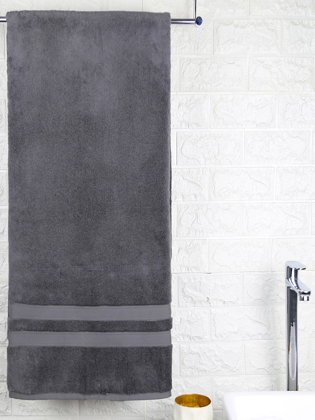 

Trident Grey Solid Pure Cotton 650GSM Bath Towel