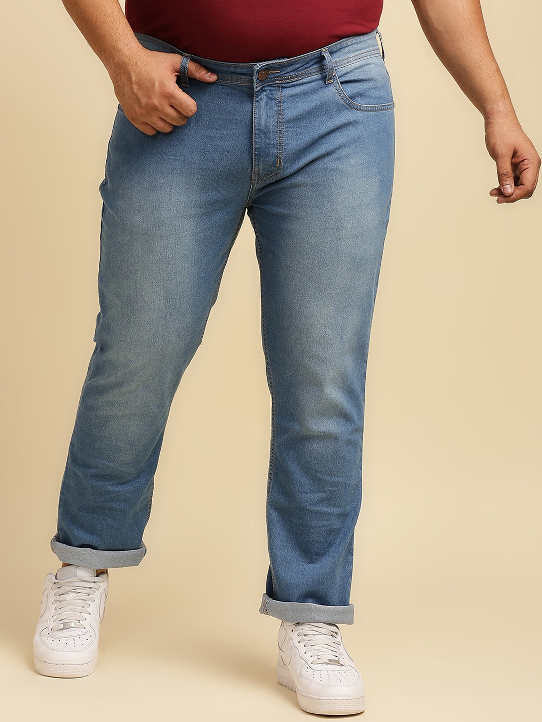 

Freeform by High Star Men Plus Size Blue Slim Fit Light Fade Jeans