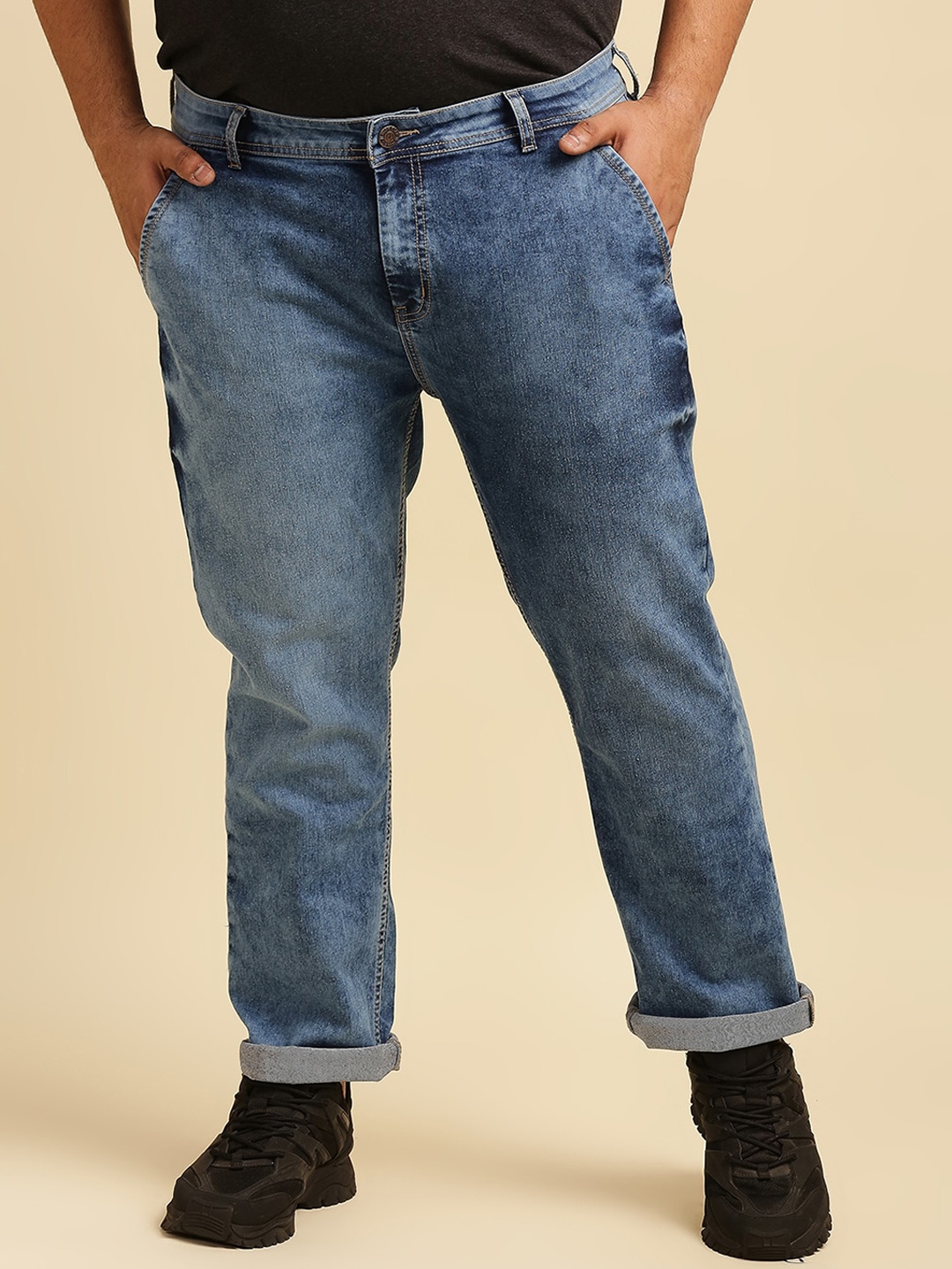 

Freeform by High Star Men Plus Size Light Fade Jeans, Blue