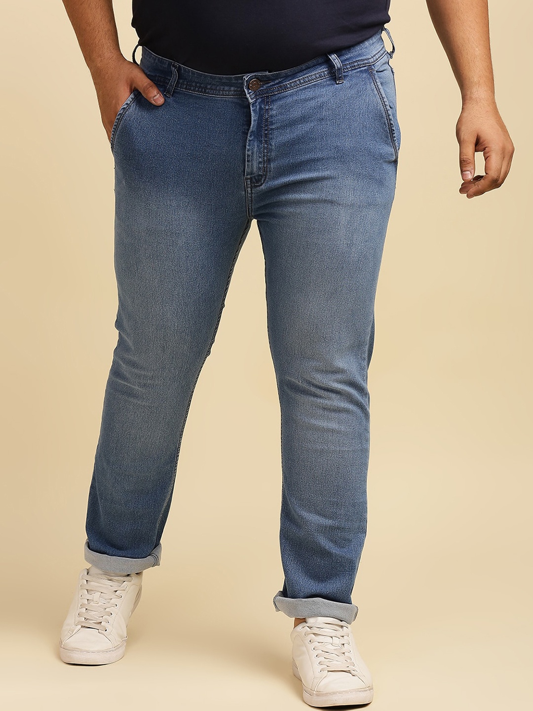 

Freeform by High Star Men Plus Size Blue Slim Fit Light Fade Jeans