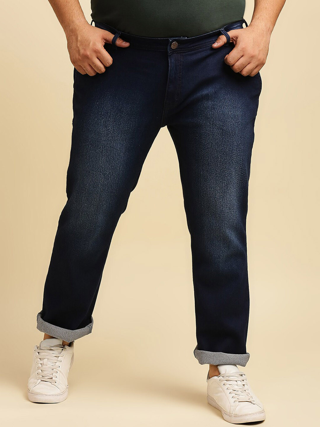 

Freeform by High Star Plus Size Men Blue Slim Fit Light Fade Jeans