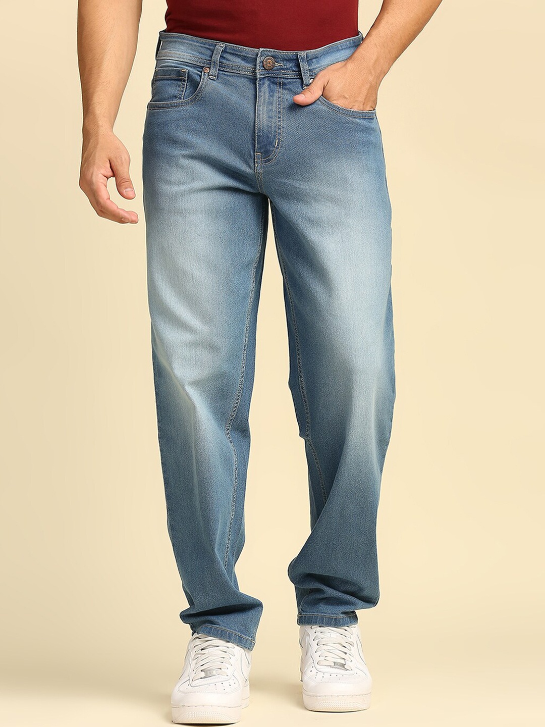 

High Star Men Blue Relaxed Tapered Fit Heavy Fade Jeans