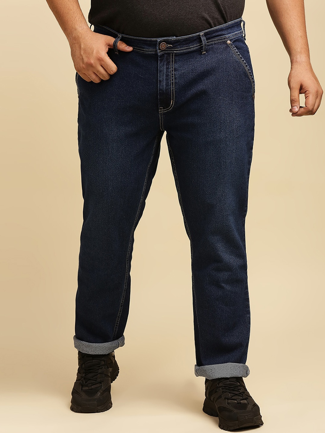 

Freeform by High Star Plus Size Men Blue Slim Fit Jeans