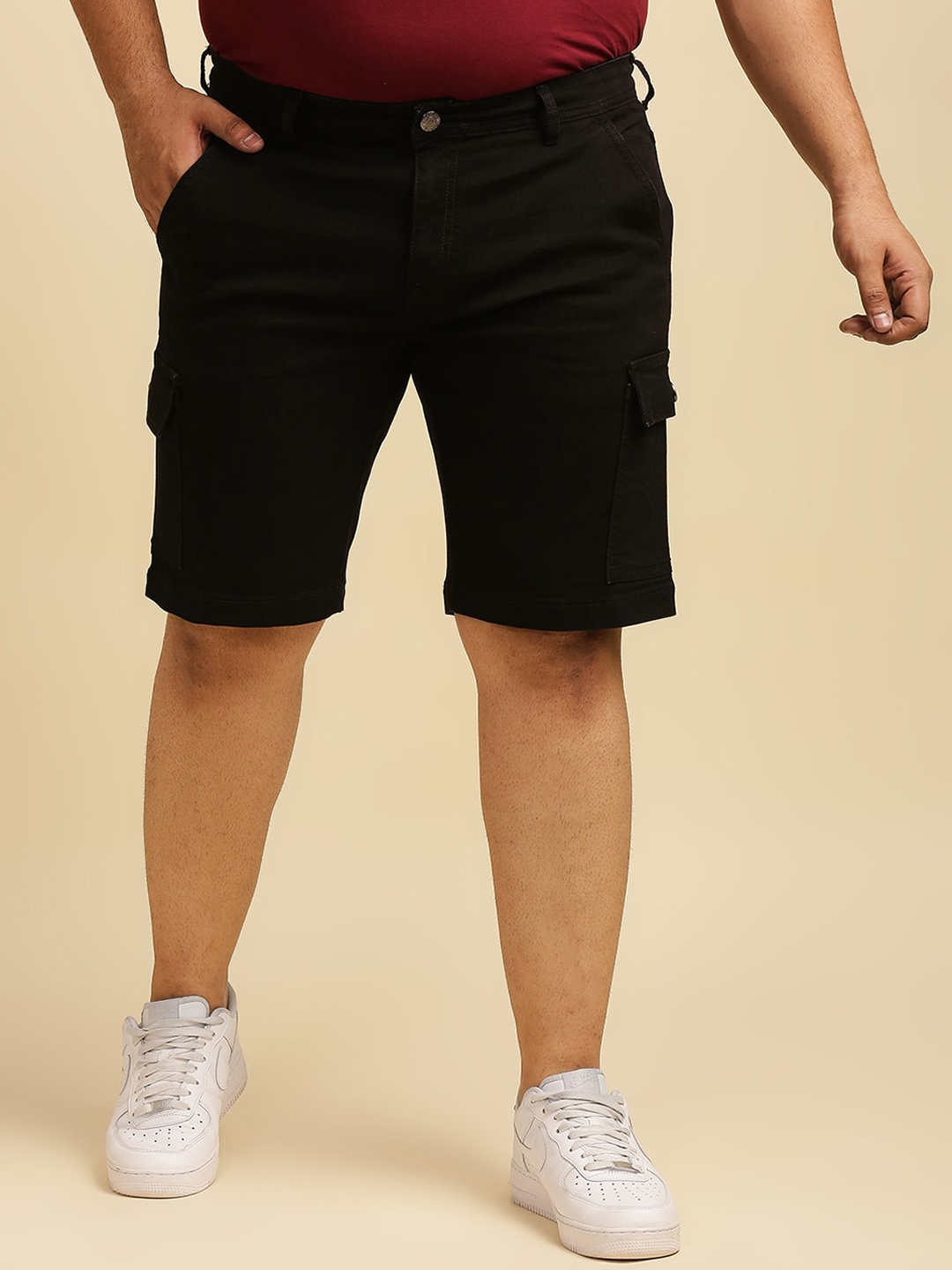 

Freeform by High Star Men Plus Size Slim Fit Cargo Shorts, Black